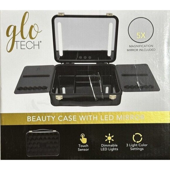 NIOB Glo Tech BLACK Beauty Case With LED Mirror - Picture 1 of 3